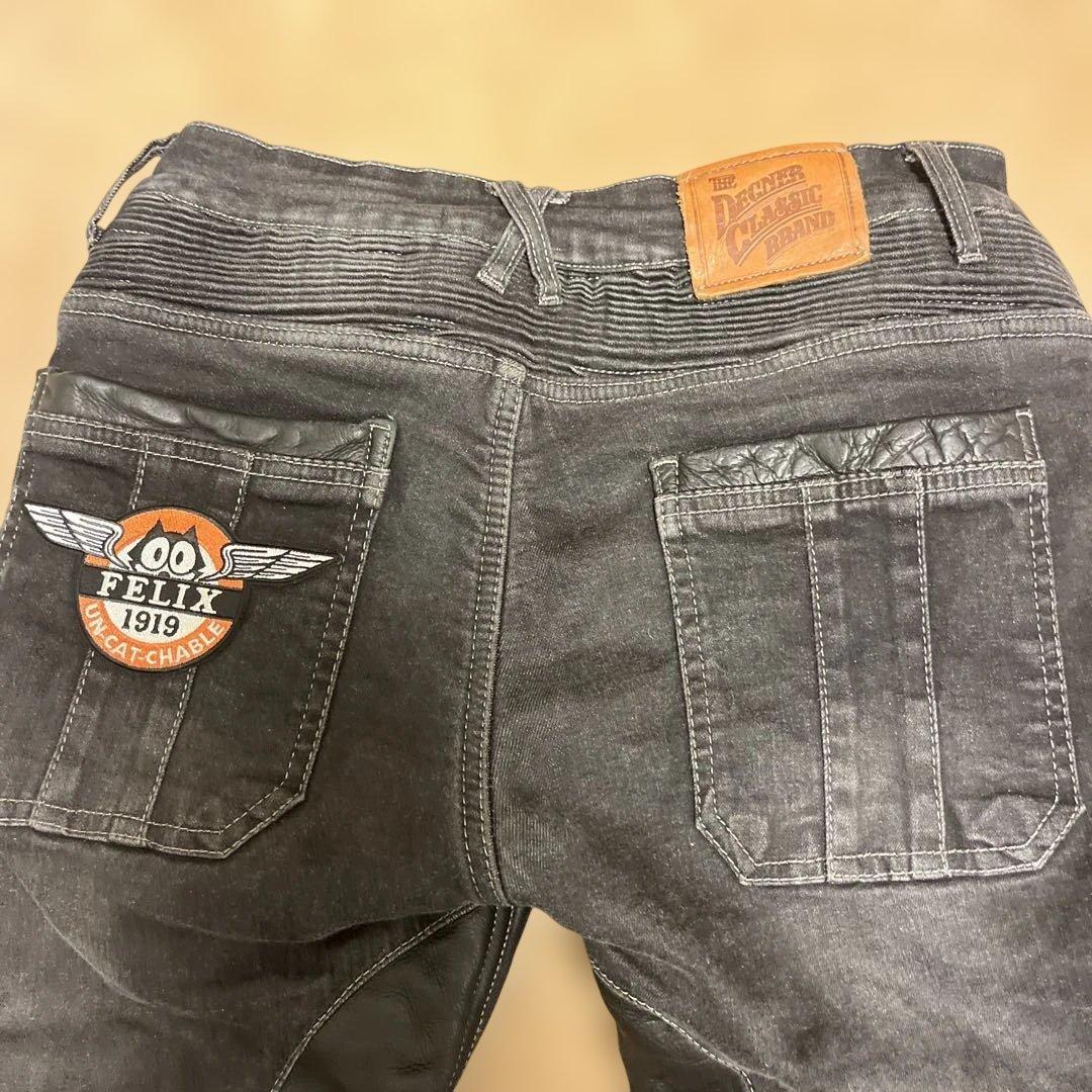 デグナーブラックデニムバイカーパンツM