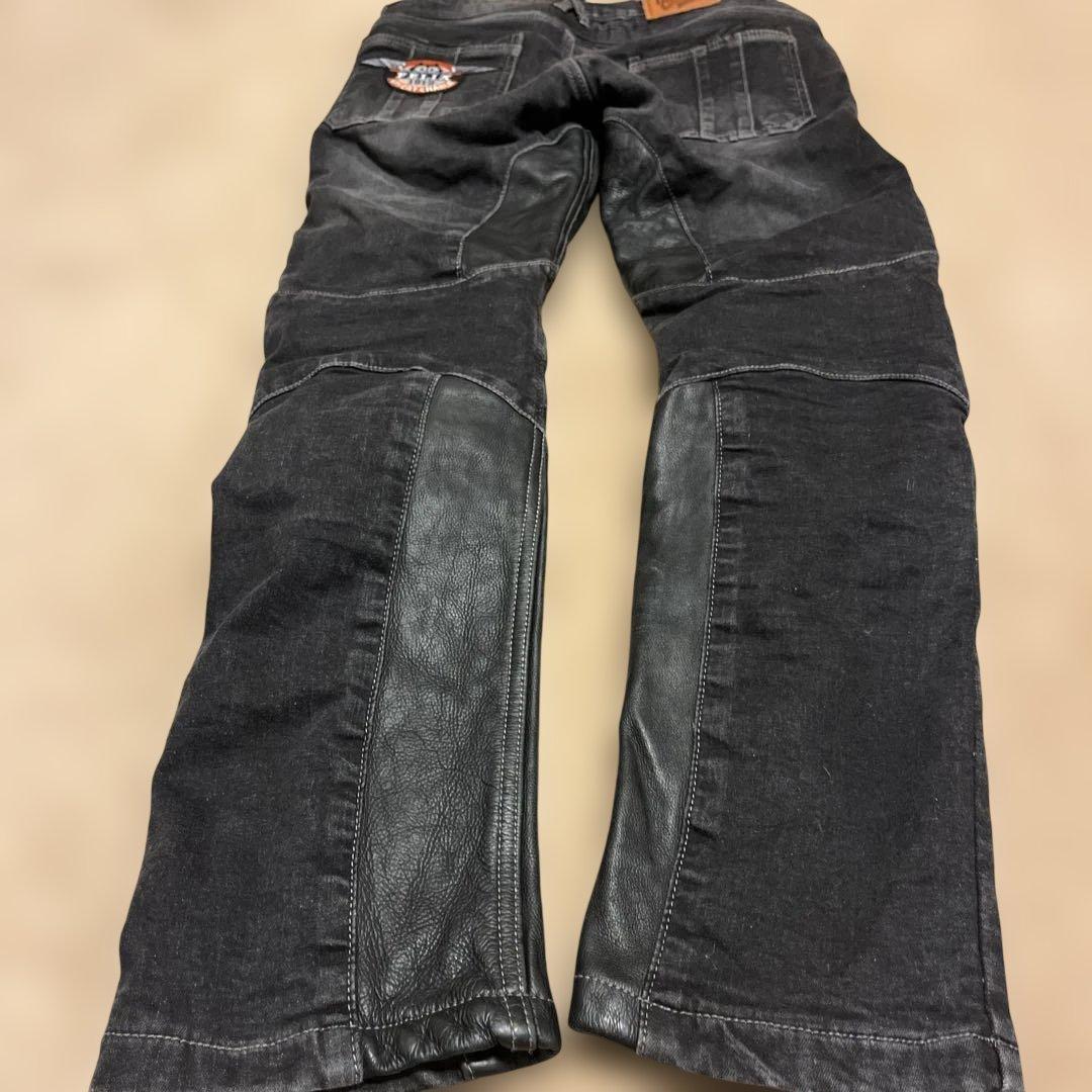 デグナーブラックデニムバイカーパンツM