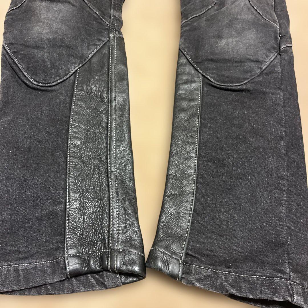 デグナーブラックデニムバイカーパンツM