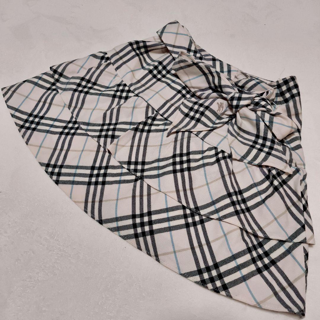 BURBERRY　ブルーレーベル　ノバチェック柄　ミニスカート リボン付