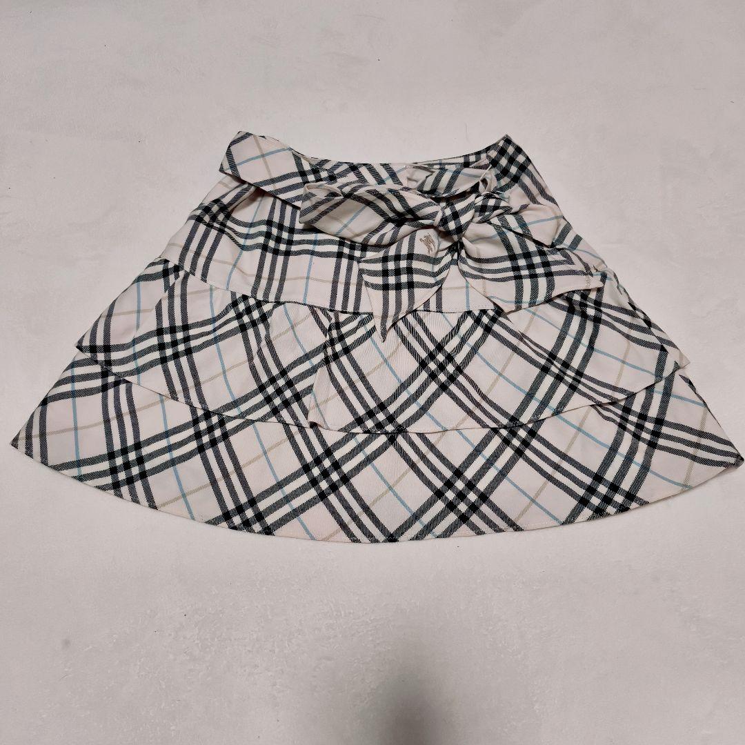BURBERRY　ブルーレーベル　ノバチェック柄　ミニスカート リボン付