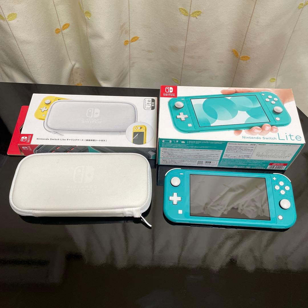 ニンテンドースイッチ lite ターコイズ 箱+SDカード+充電器+ケース付き