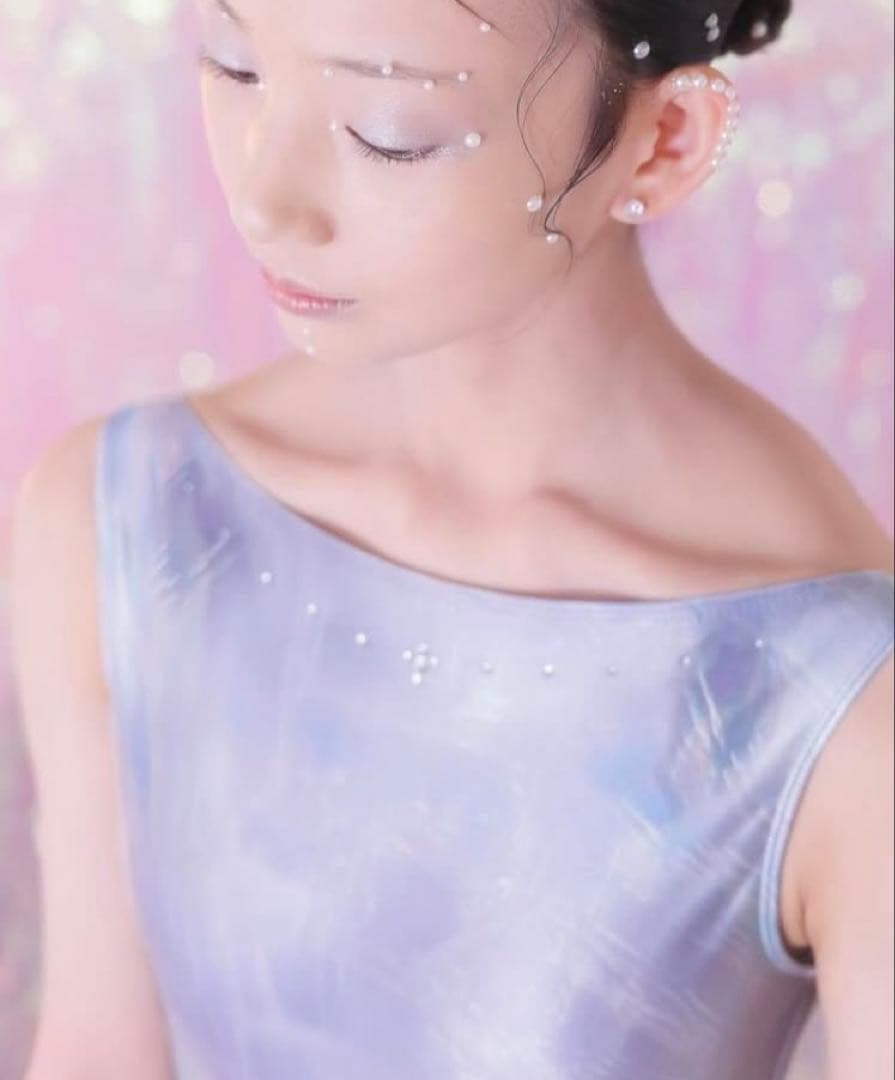 【みみ】unoa Aqua jewel pearl blueレオタードM