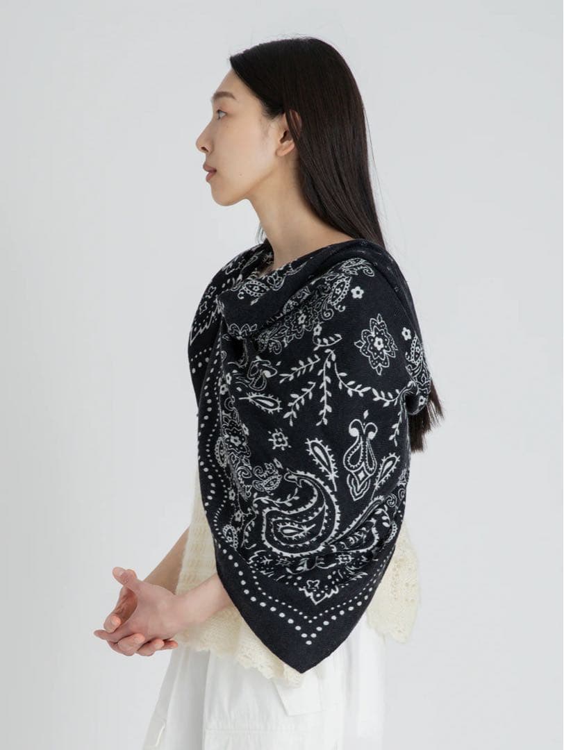 ＜ウールシルクストールヘリンボーン織120＞カレイドバンダナ