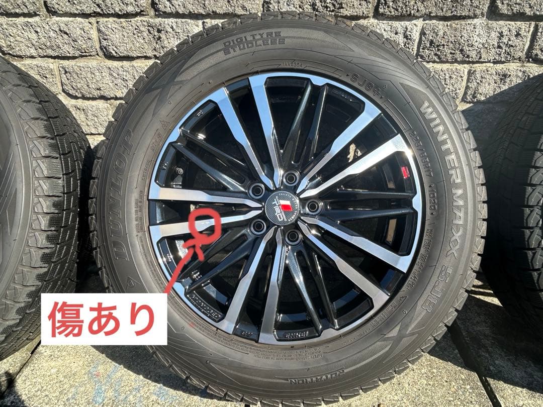 美品送料込　アルミ付スタッドレスタイヤ４本　黒ナット付225/65-17 SUV