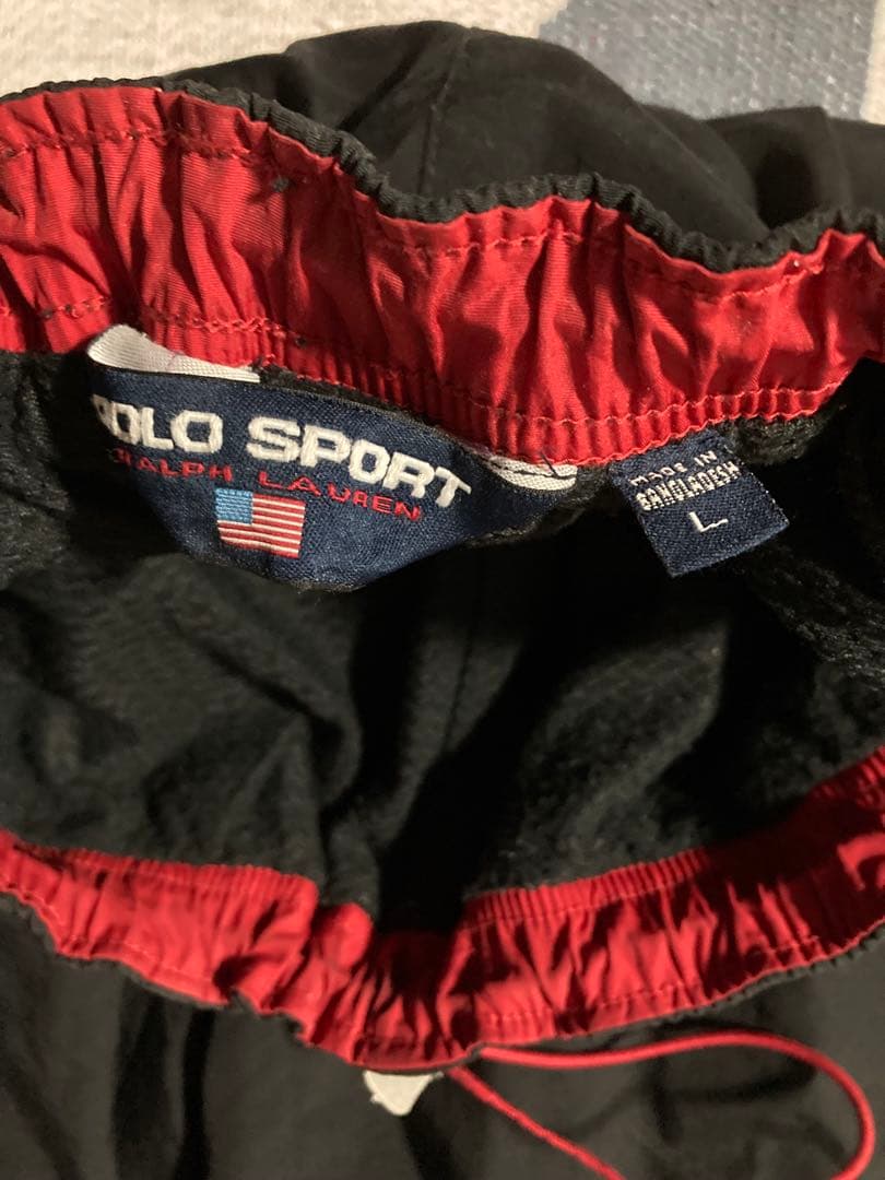 90s ポロスポーツ ナイロンパンツ 黒 L 刺繍ロゴ POLO SPORT