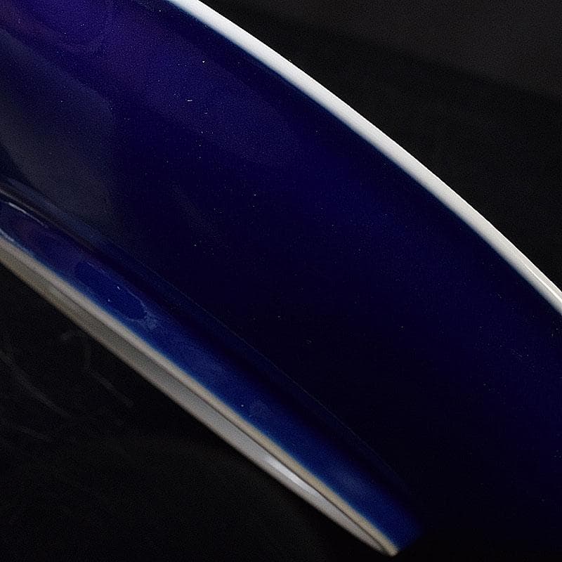 中国　大清雍正年製　藍釉皿　時代箱　C　7996