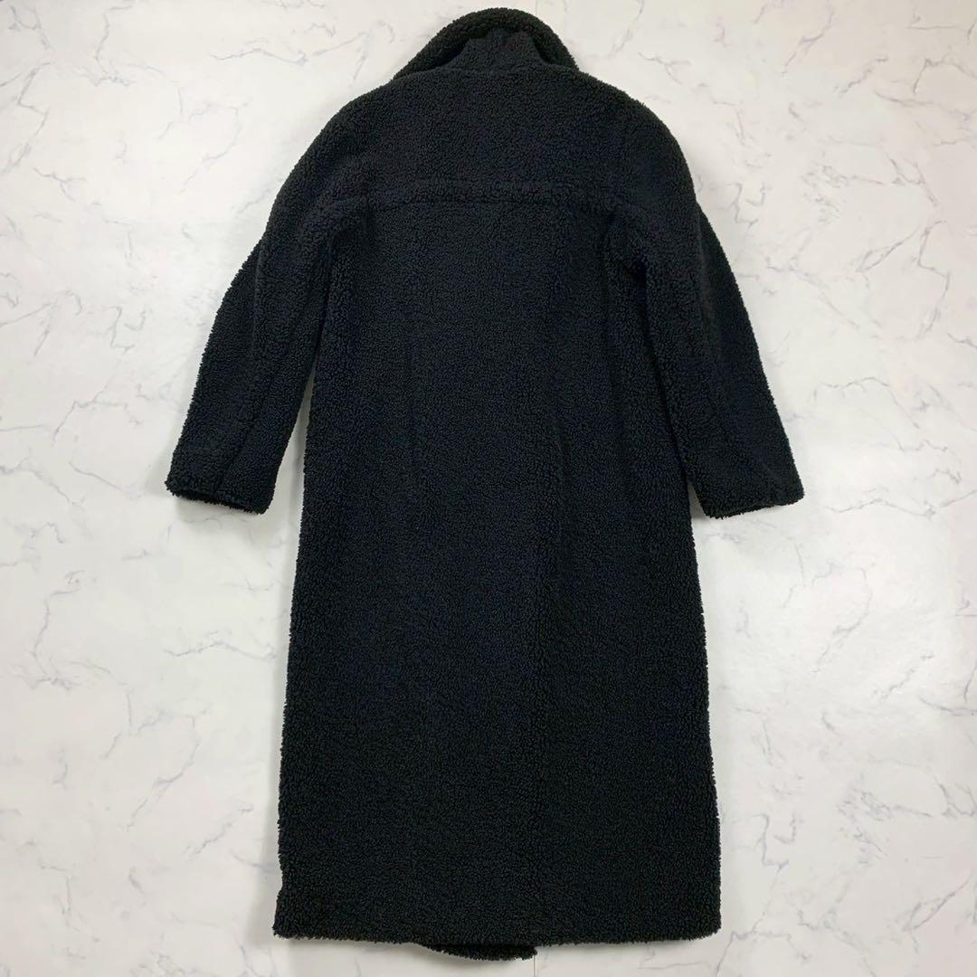 美品 ZARA ザラ エクストラロング テディベアコート M ブラック ボア