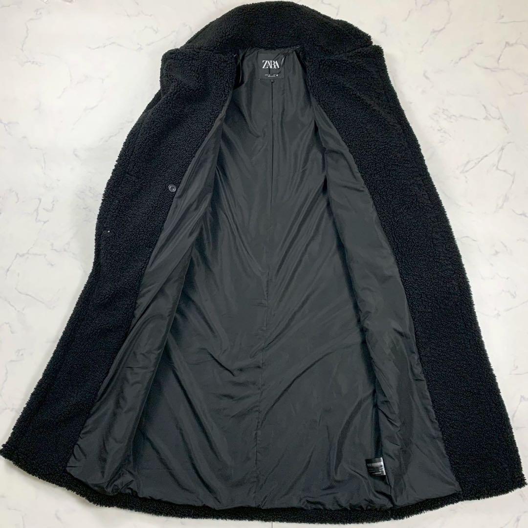 美品 ZARA ザラ エクストラロング テディベアコート M ブラック ボア