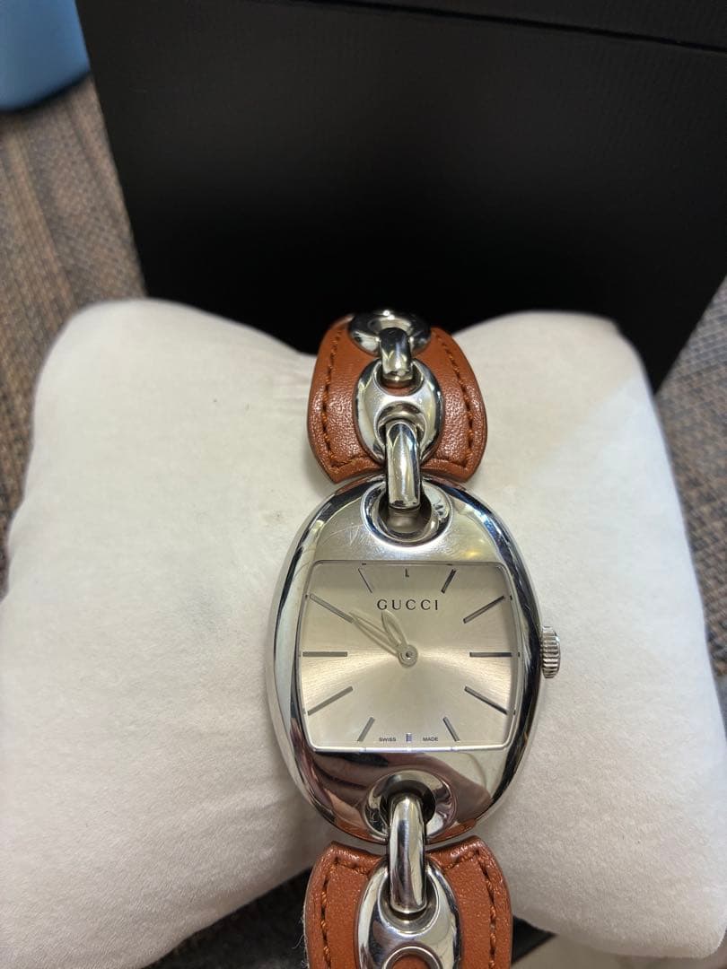 GUCCI 121.3 アナログ腕時計 シルバー/ブラウン