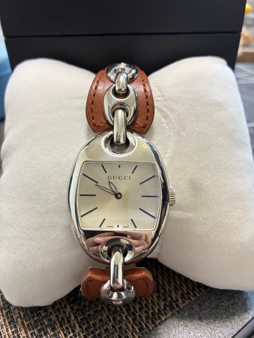 GUCCI 121.3 アナログ腕時計 シルバー/ブラウン