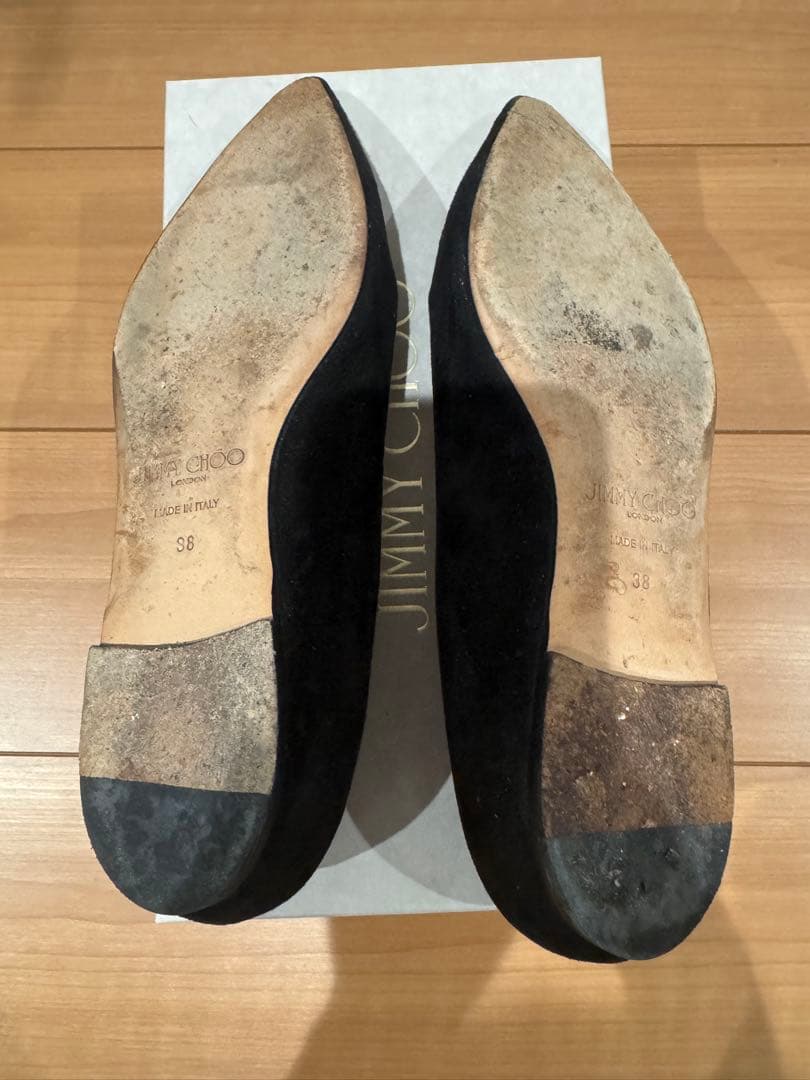 ジミーチュウ　フラットシューズ　38 ブラック　スエード