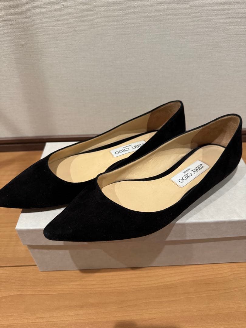 ジミーチュウ　フラットシューズ　38 ブラック　スエード