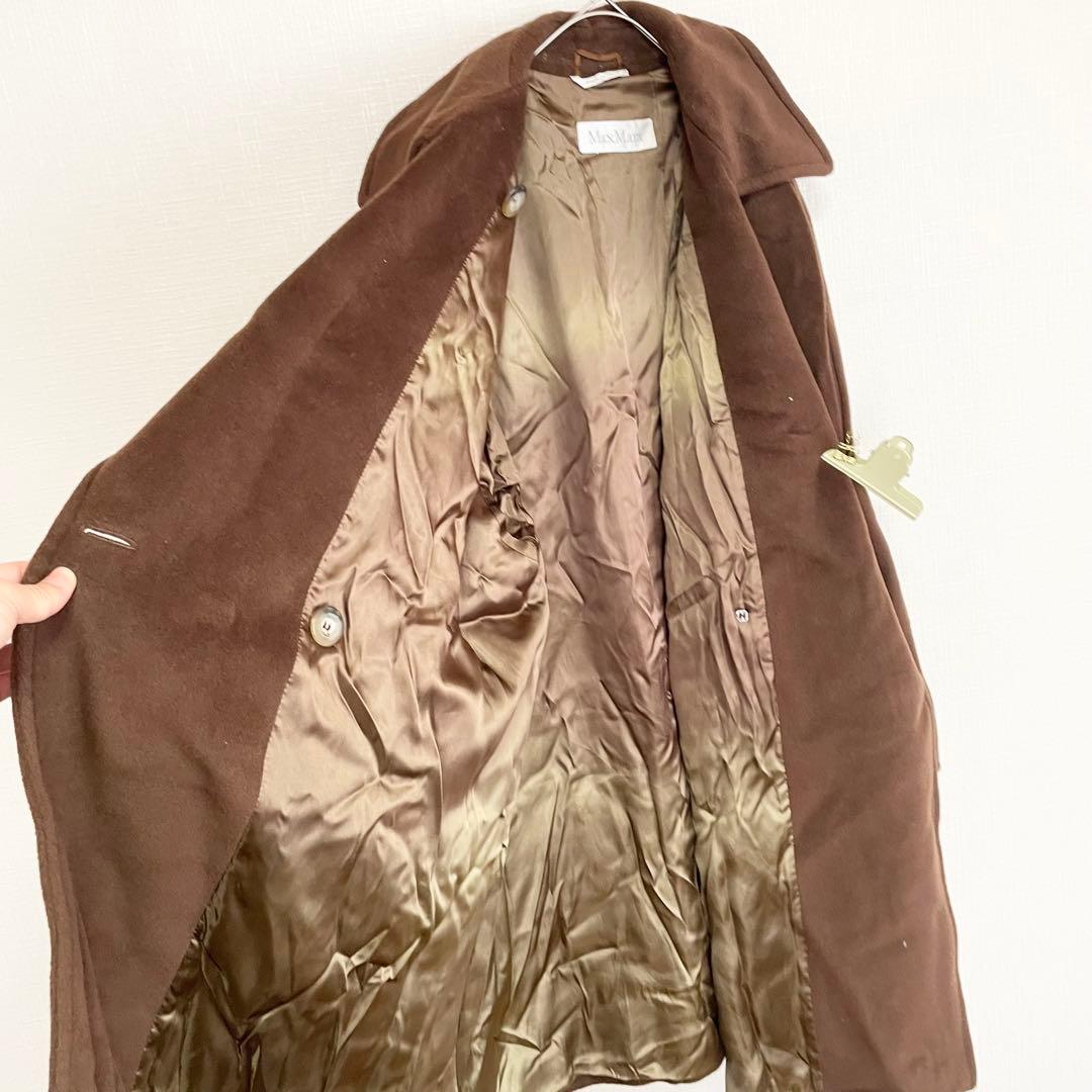 マックスマーラ ウール ロングコート【44】ブラウン 白タグ