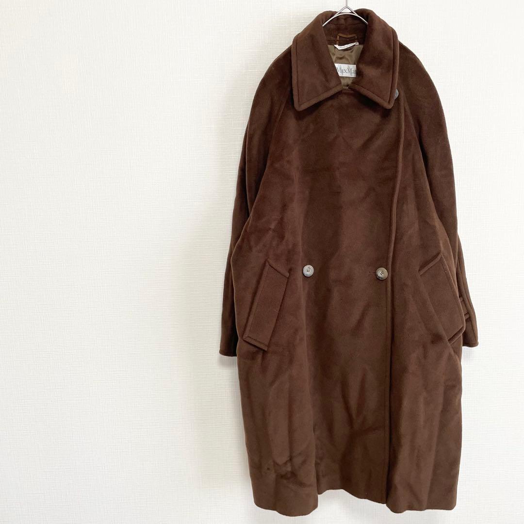 マックスマーラ ウール ロングコート【44】ブラウン 白タグ
