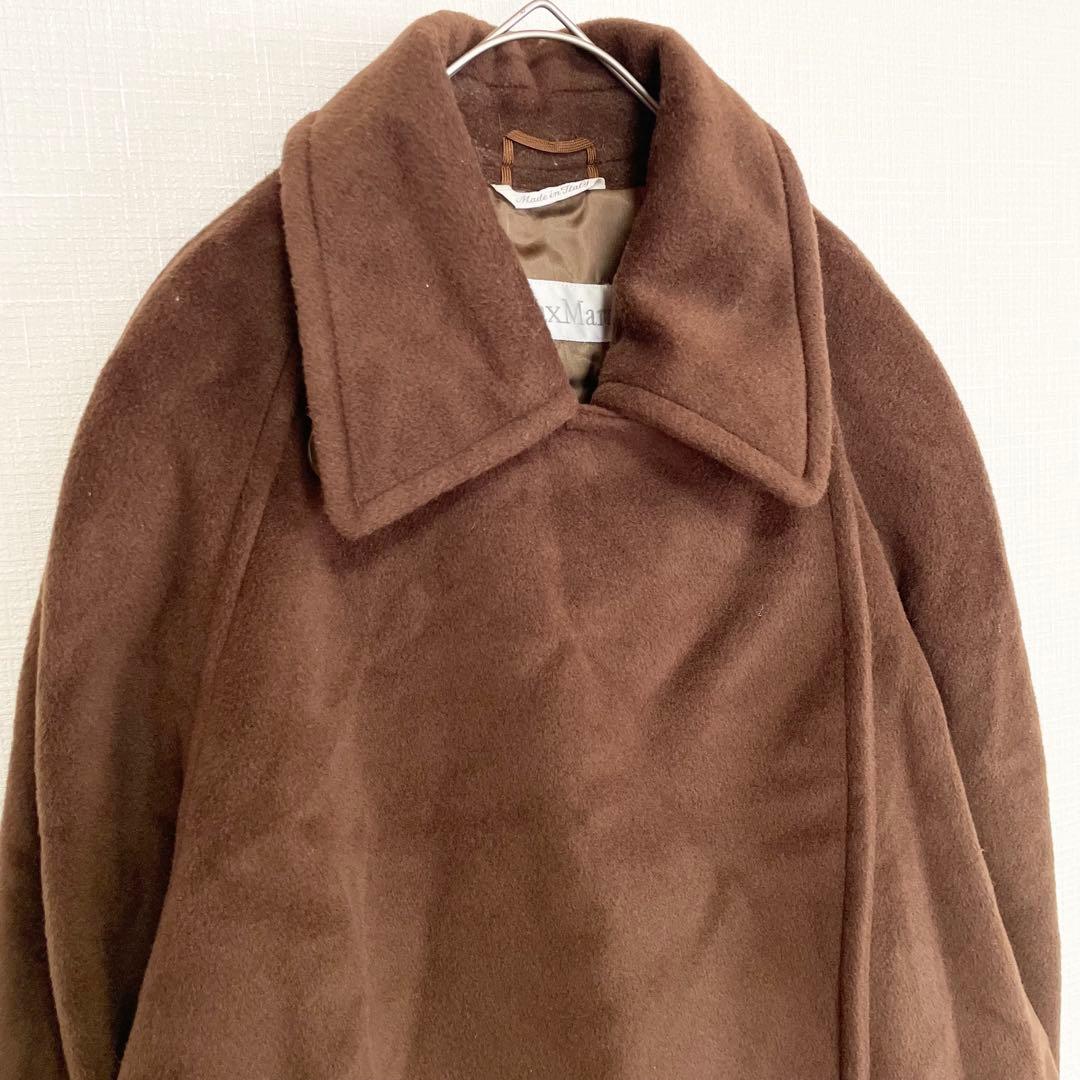 マックスマーラ ウール ロングコート【44】ブラウン 白タグ