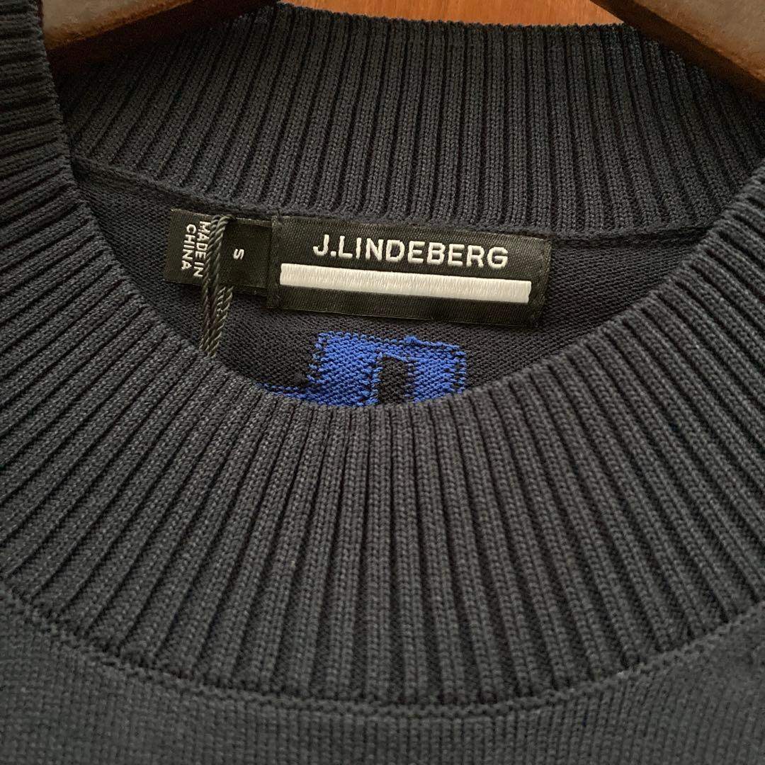 新品J. LINDEBERG メンズゴルフセーター JLロゴ ネイビー S 軽量