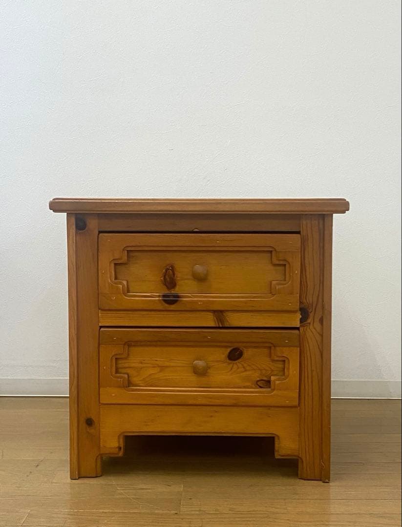 アンティーク カントリー パイン無垢材 チェスト サイドテーブル コンソール