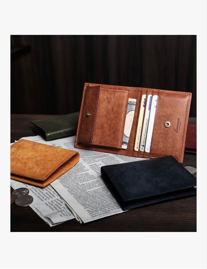 二つ折り財布 コンパクト ブラック ブラウン