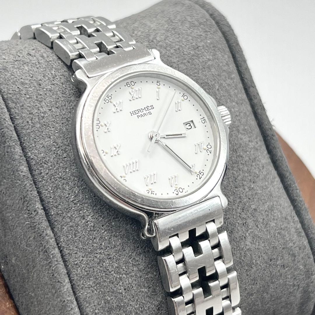 希少✨　エルメス　キャリック　シルバー　レディース　Hベルト　ホワイト　ローマ