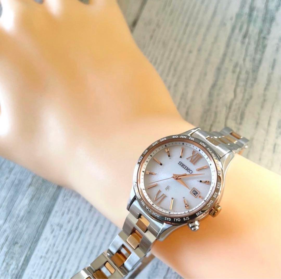 【美品】SEIKO ルキア 腕時計 1B35-0AB0 電波ソーラー コンビ