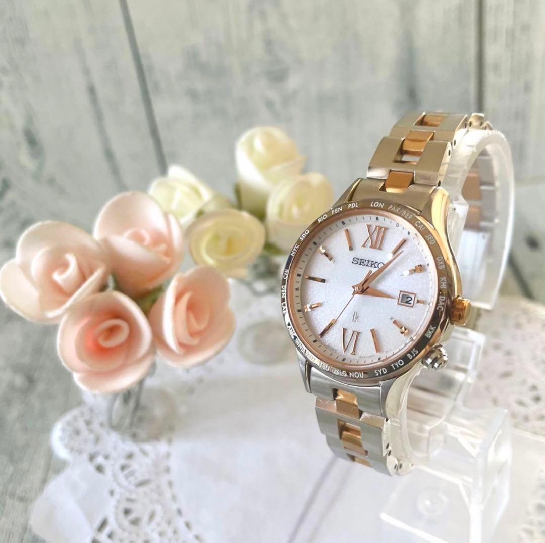 【美品】SEIKO ルキア 腕時計 1B35-0AB0 電波ソーラー コンビ