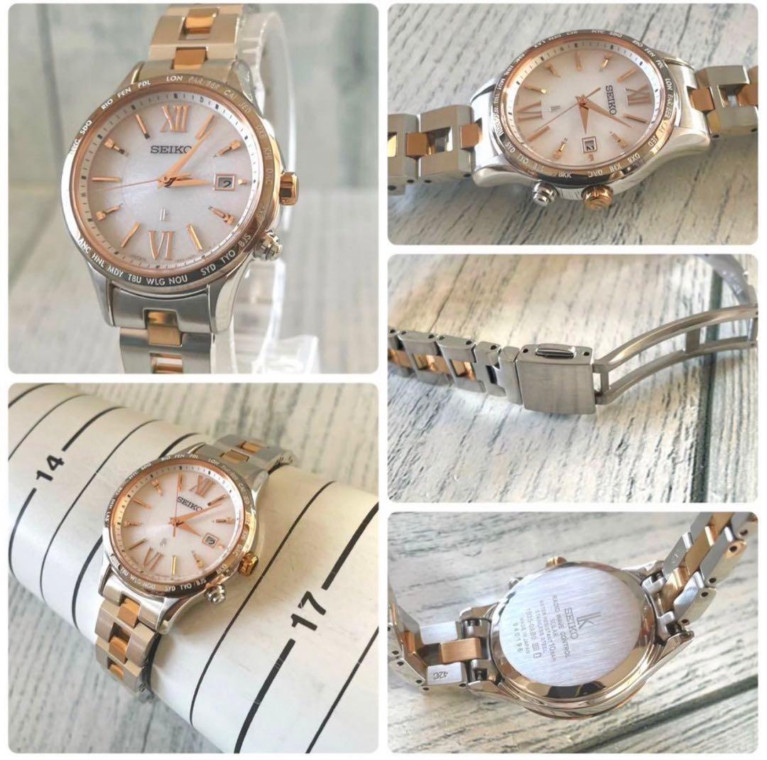 【美品】SEIKO ルキア 腕時計 1B35-0AB0 電波ソーラー コンビ