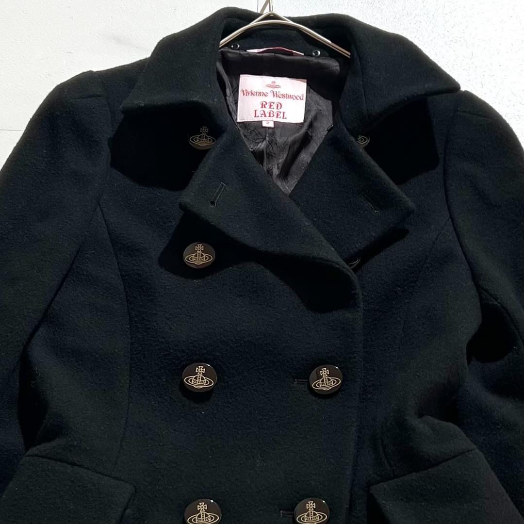 希少00s　ヴィヴィアンウエストウッド　オーブボタン　Pコート　フレア裾　Y2K