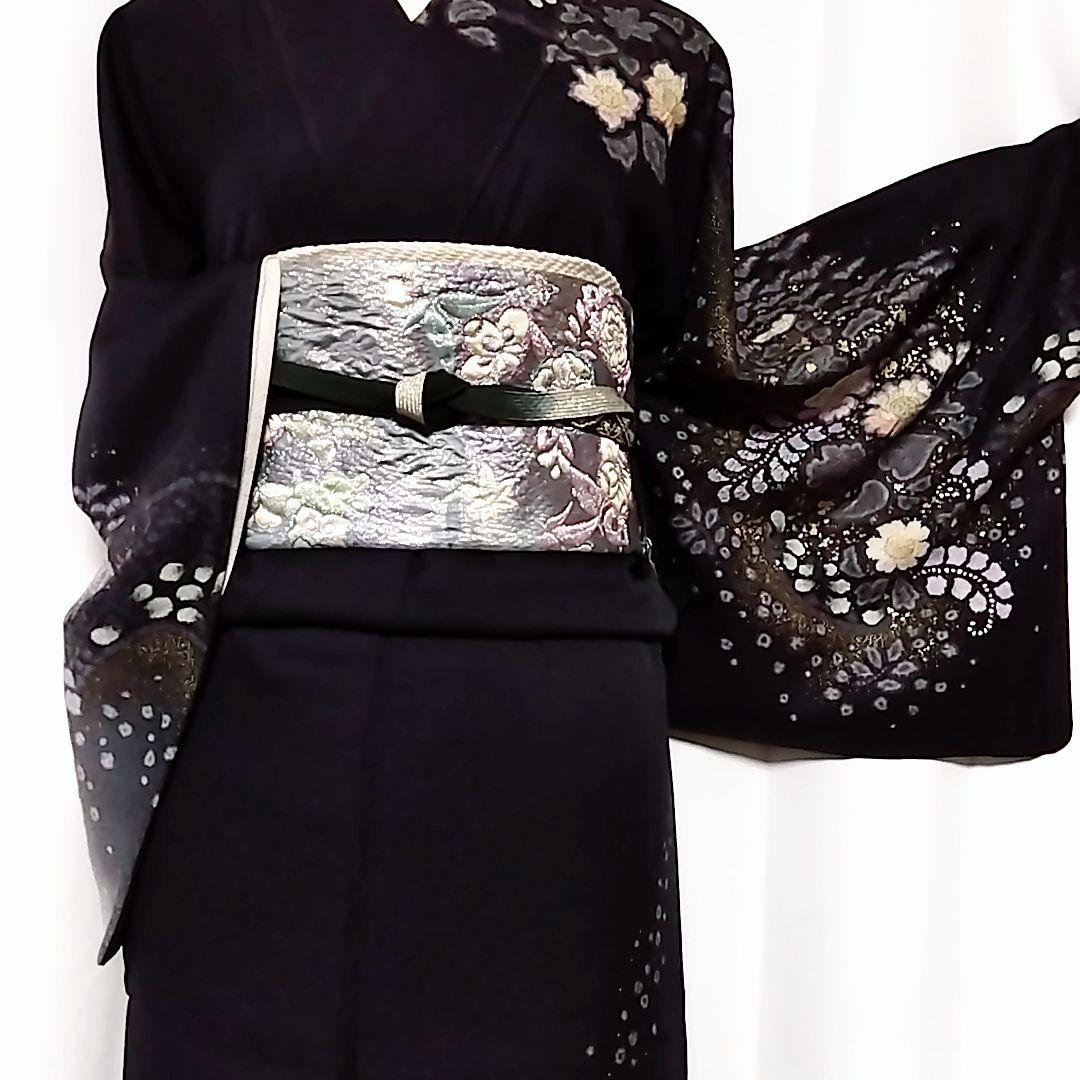 吉乃 一廉 セット 袋帯 絞り 訪問着 作家物 白黒 辻ヶ花 辻が花 落款