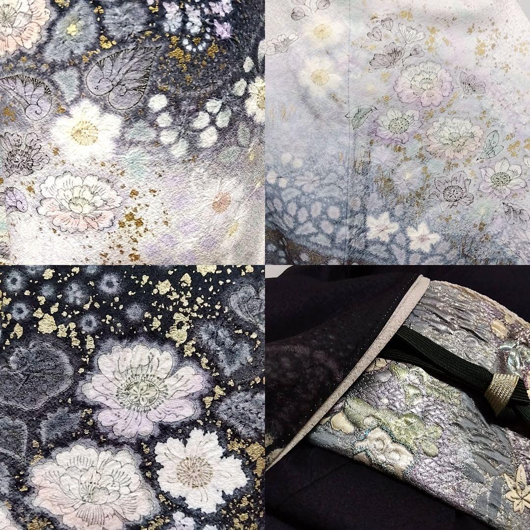 吉乃 一廉 セット 袋帯 絞り 訪問着 作家物 白黒 辻ヶ花 辻が花 落款