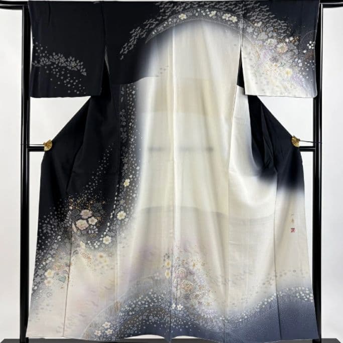 吉乃 一廉 セット 袋帯 絞り 訪問着 作家物 白黒 辻ヶ花 辻が花 落款