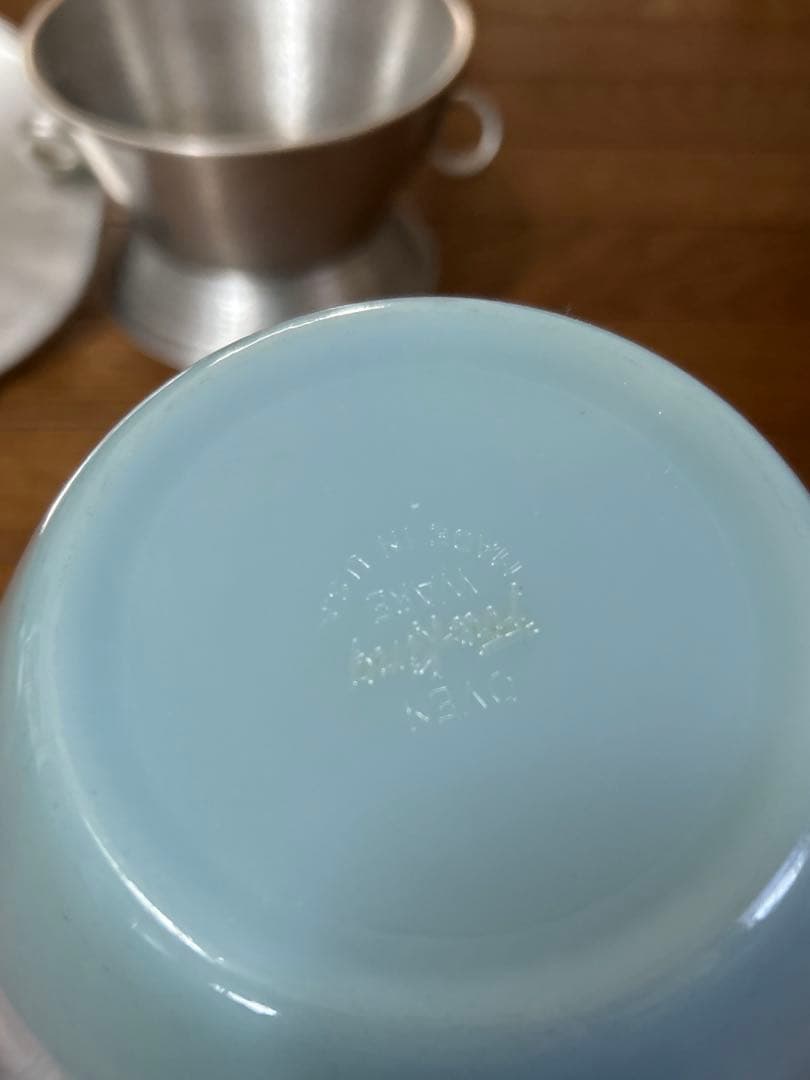 レア Fire King Turquoise Blue Ice Bucket