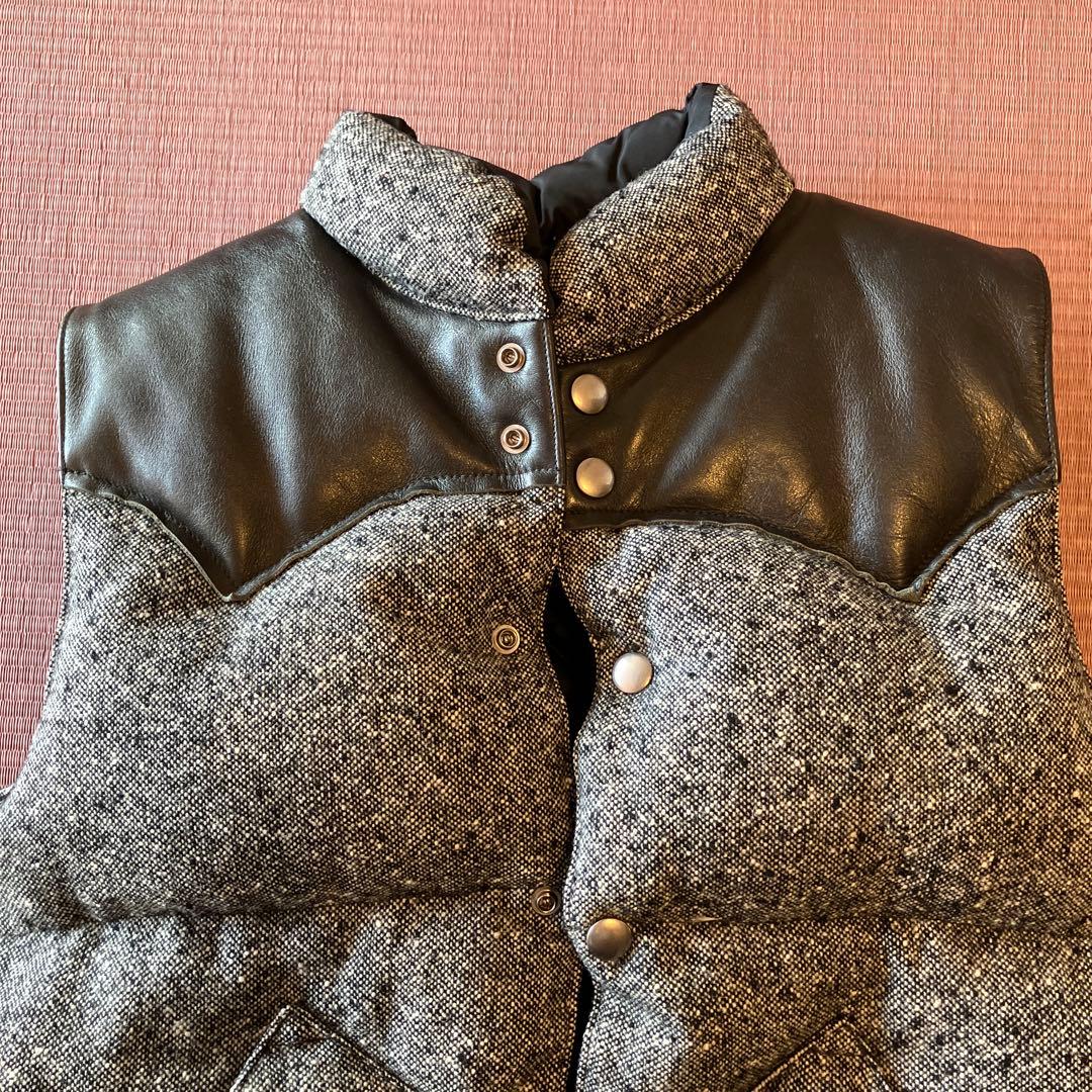 u*k様 ウール混合レザースタンドカラー ダウンベスト