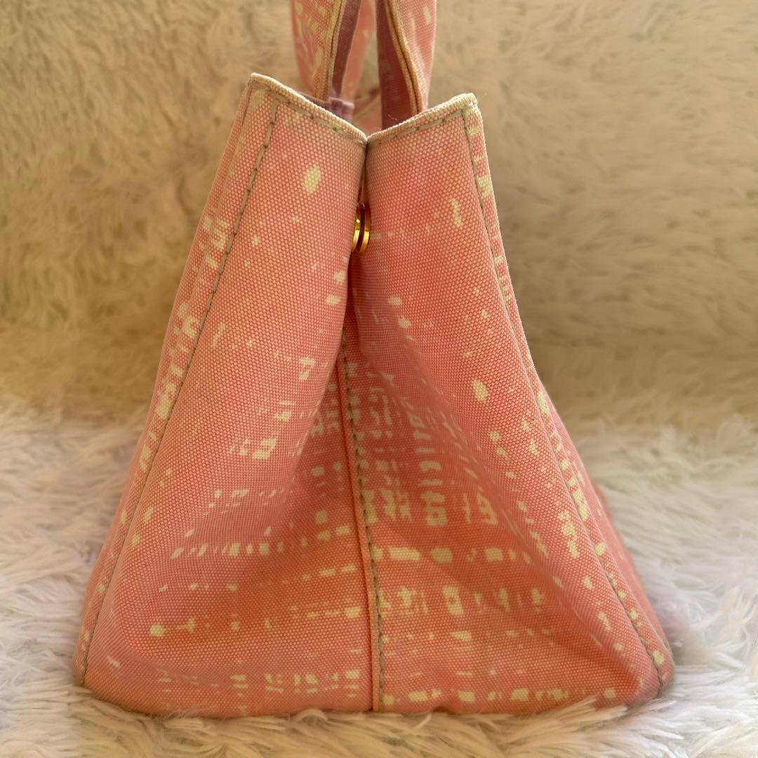 希少レア　PRADA カナパ　トートバッグ　プラダ　ピンクチェック　ゴールド金具