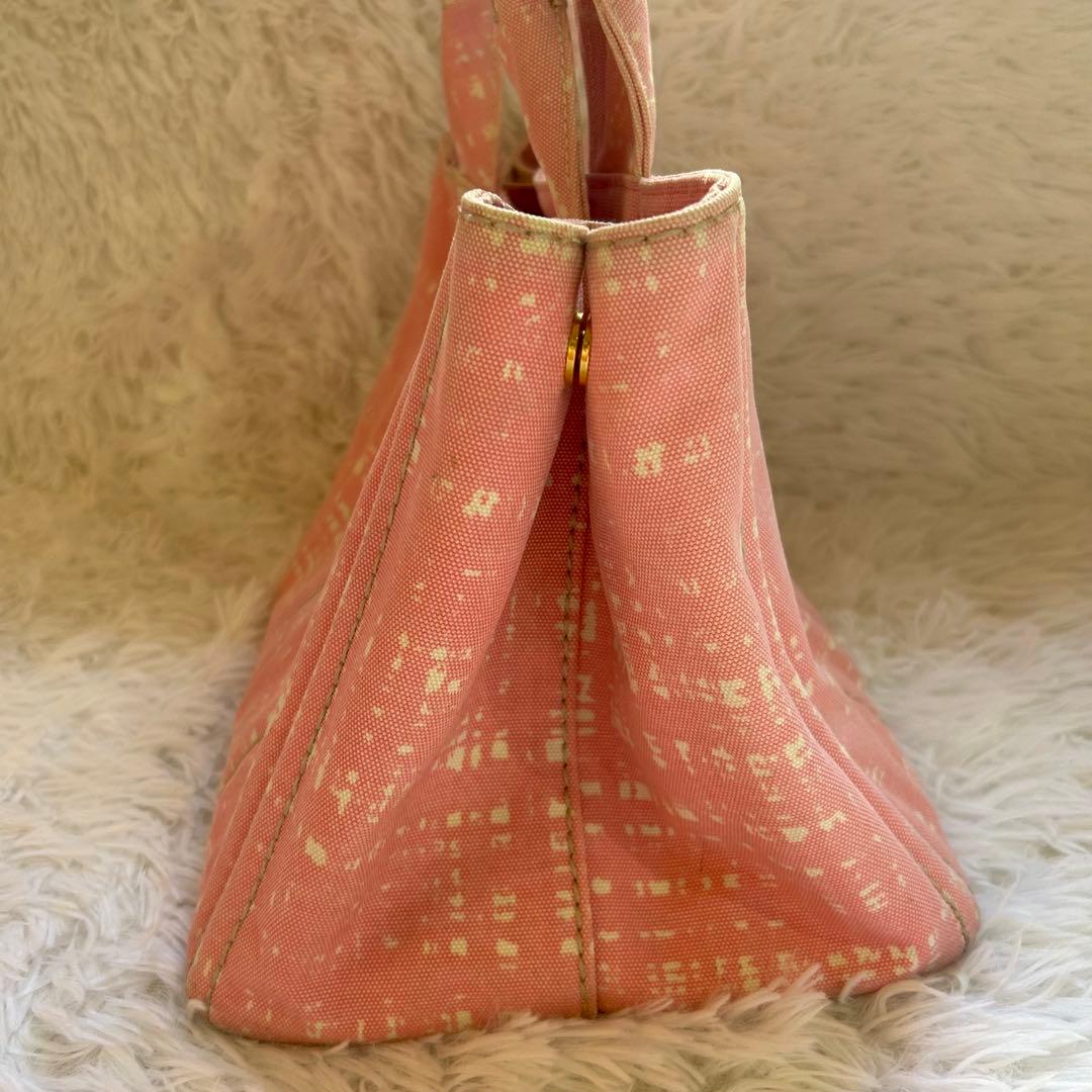 希少レア　PRADA カナパ　トートバッグ　プラダ　ピンクチェック　ゴールド金具