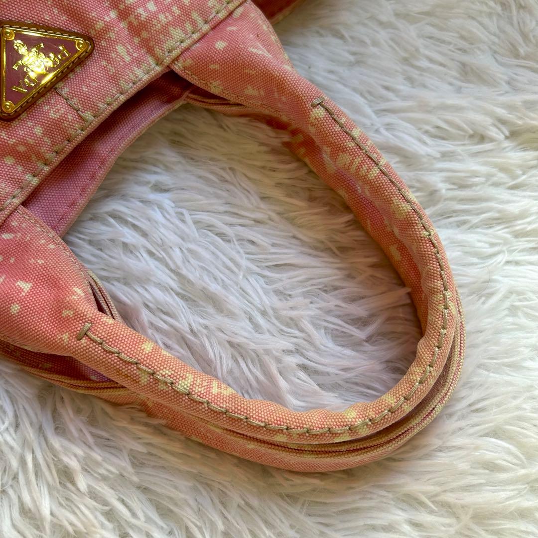 希少レア　PRADA カナパ　トートバッグ　プラダ　ピンクチェック　ゴールド金具