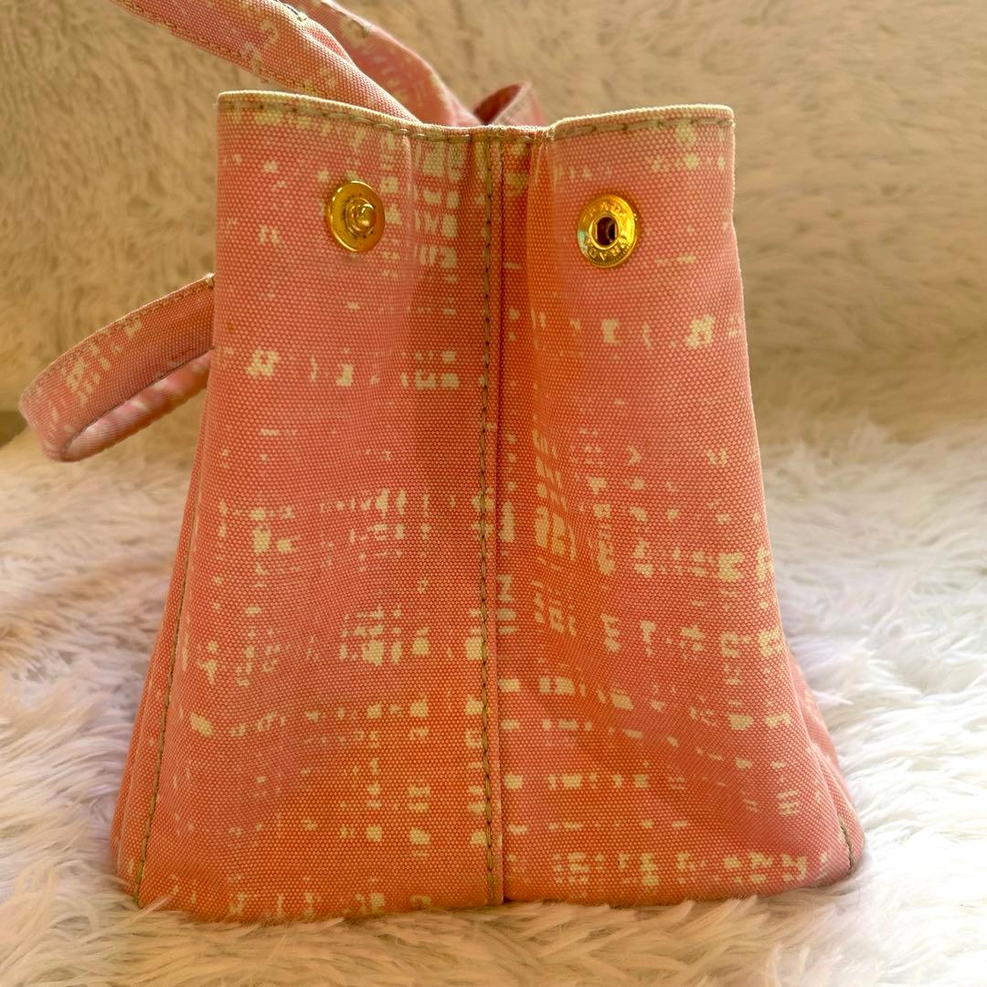 希少レア　PRADA カナパ　トートバッグ　プラダ　ピンクチェック　ゴールド金具