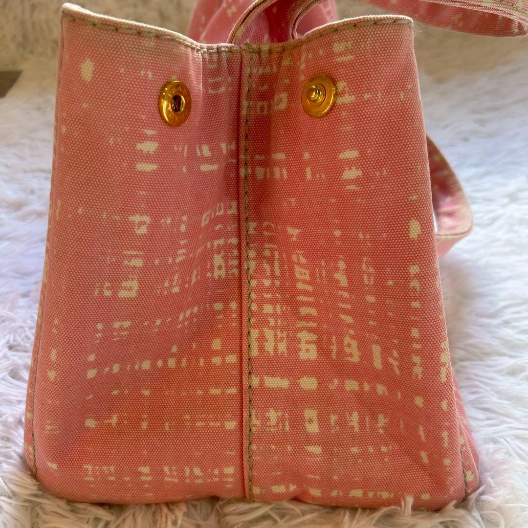 希少レア　PRADA カナパ　トートバッグ　プラダ　ピンクチェック　ゴールド金具