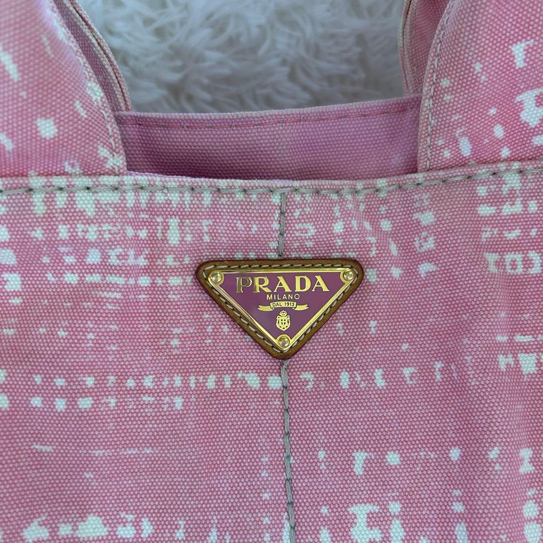 希少レア　PRADA カナパ　トートバッグ　プラダ　ピンクチェック　ゴールド金具