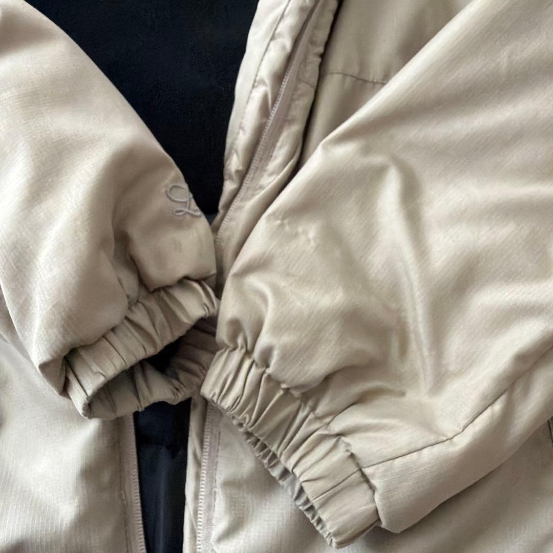 値下げルースイソンブラ　ベージュ フード付き裏フリース中綿ジャケット 160