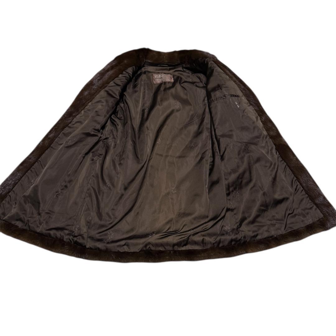 総丈90 EMBA ロングコート ブラウン ミンク セミロング