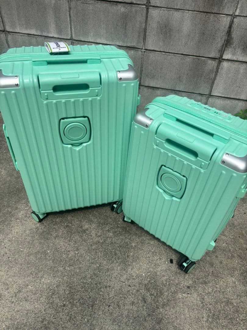 新品 М＆Sサイズ TSAロック付 多機能スーツケース ミントグリーン 2個