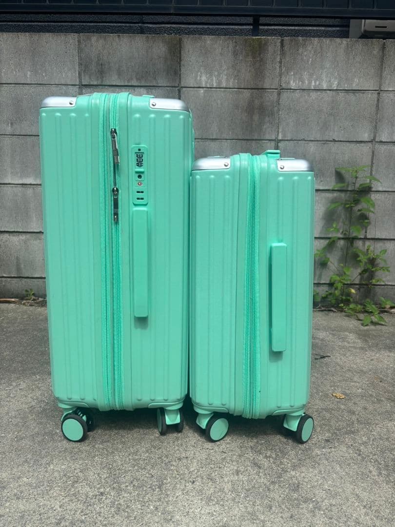 新品 М＆Sサイズ TSAロック付 多機能スーツケース ミントグリーン 2個