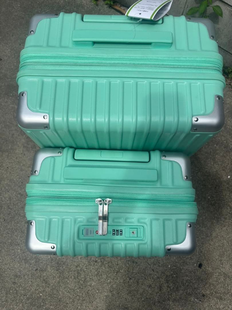 新品 М＆Sサイズ TSAロック付 多機能スーツケース ミントグリーン 2個