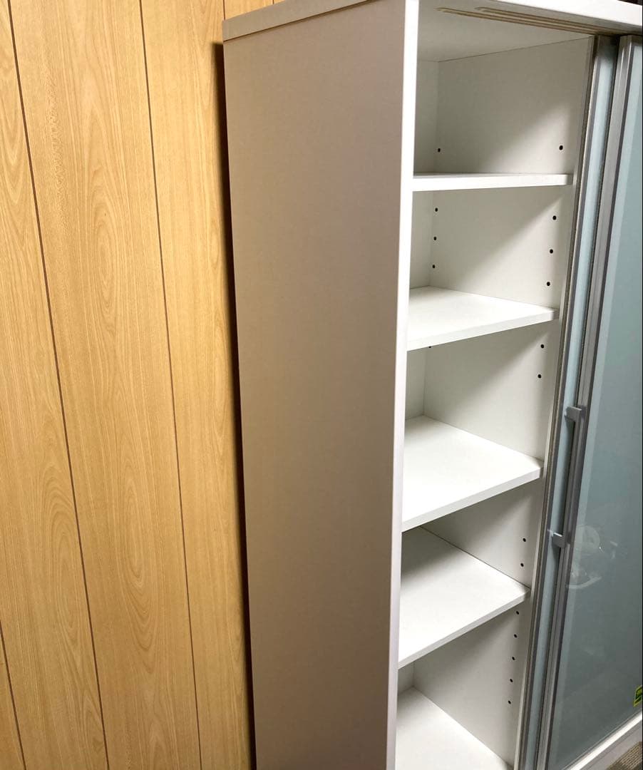 食器棚 日本製　引き戸　ミストガラス