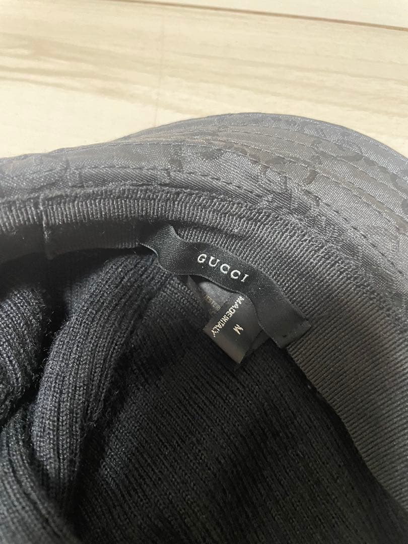 GUCCI ブラック GGパターン ハット