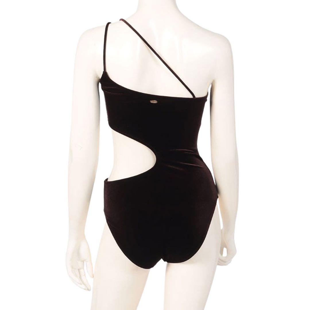 anuans サイドカットアウトベロアワンピース