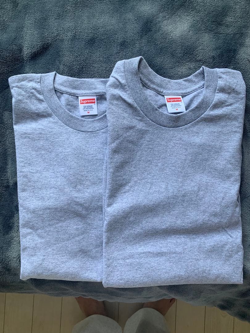 Supreme グレー ロンtTシャツ Mサイズ 2枚セット　無地バラ売り化!