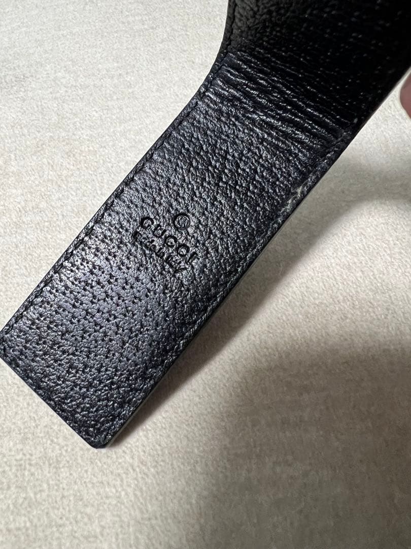 GUCCI　マネークリップ　マーモント　レザー 黒 ゴールドロゴ