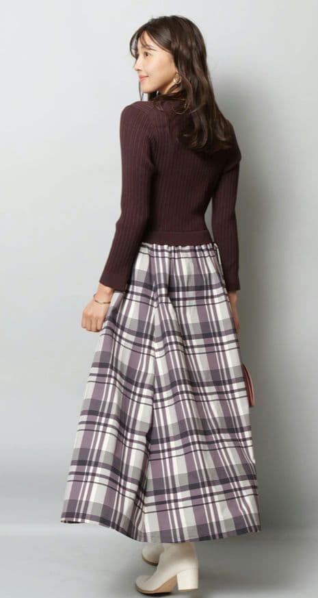 【新品】ジャスグリッティー　長袖チェックスカートドッキングワンピース